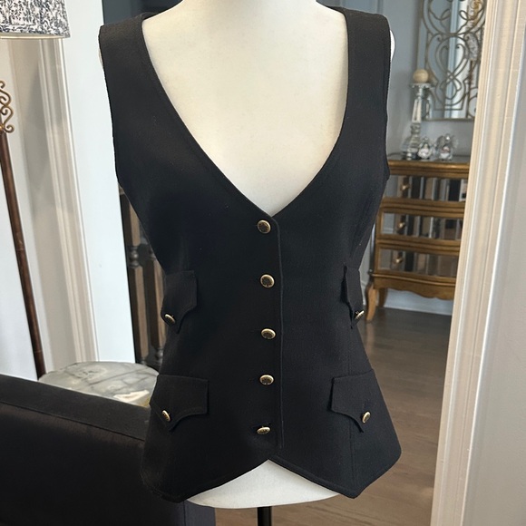 Smythe Black Vest with Gold Accents - Picture 2 of 10